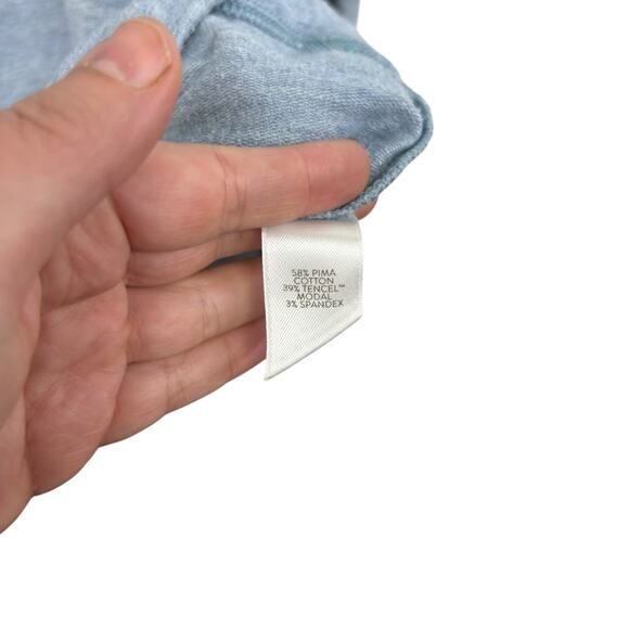 Minimalist Heather Blue Cowl‎ Neck Hoodie Pure Jill Pima Blend Size S - Picture 4 of 6